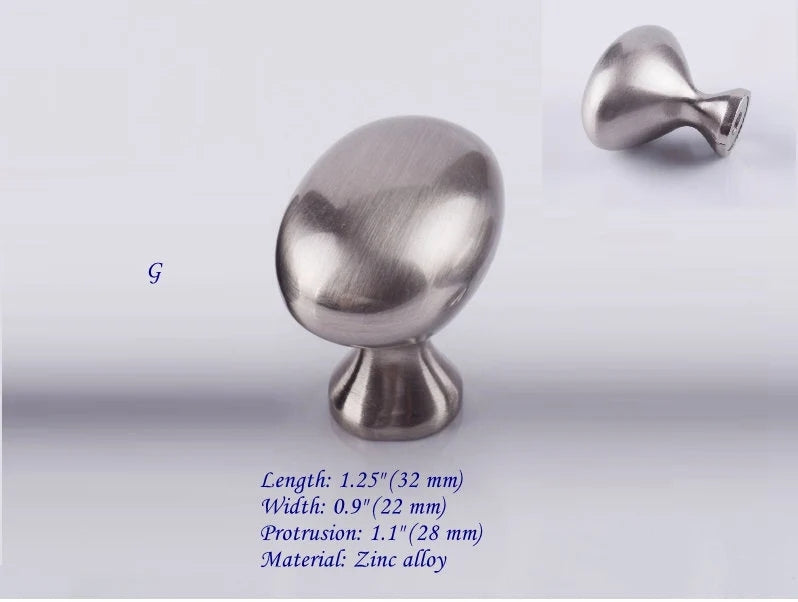Nickel Cabinet Knobs, Egg Drawer Pulls, Modern Kitchen Hardware