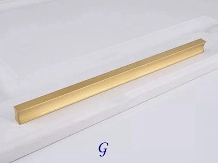 Solid Brass Cabinet Pulls, Simple Minimalism, Brushed Gold, Kitchen Hardware