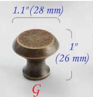 Classic Antique Bronze Cabinet Knob, Solid Brass, Retro Vintage Victorian Rustic Kitchen Hardware