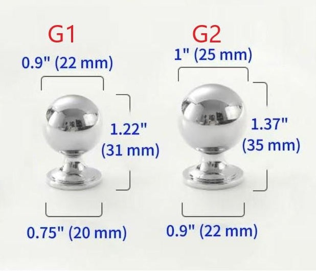 Ball Cabinet Knob, Solid Brass, Polished Chrome Drawer Pull, Kitchen Hardware