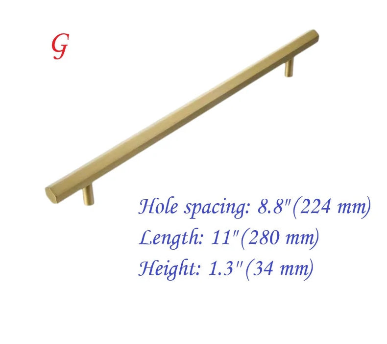 Solid Brass Hexagonal Cabinet Bar Handles, Geometric Kitchen Hardware