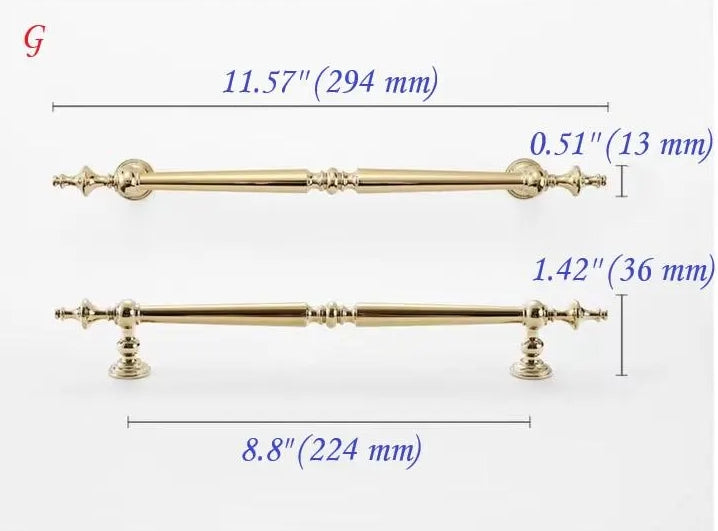 Polished Brass Cabinet Bar Pulls European Style Luxury Shiny Gold