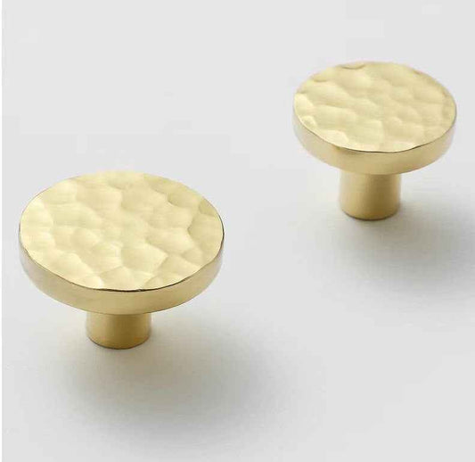 Hammered Gold Brass Cabinet T Bar Pulls & Disc Knobs - 2.5" to 7.5"