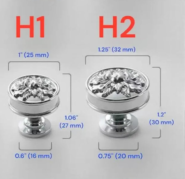 Assorted Polished Chrome Cabinet Knob, Shiny Silver Floral Drawer Pull, Kitchen Hardware