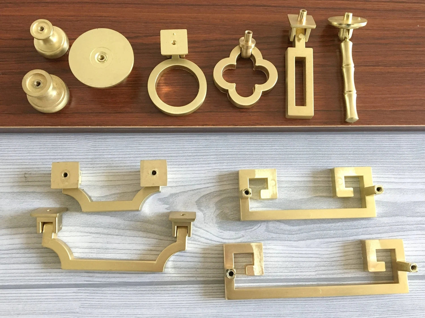 2.5" 3.75" 5" Brushed Gold Brass Drawer Handle, Drop Ring Pull, Circle Knob, MCM Hardware