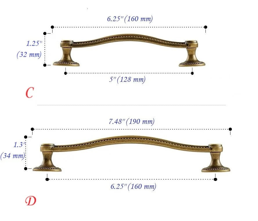 Retro Antique Bronze Cabinet Handles, Vintage Style Cup Pull, Elegant Kitchen Hardware