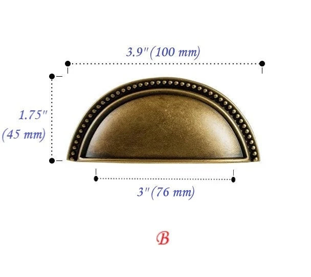 Retro Antique Bronze Cabinet Handles, Vintage Style Cup Pull, Elegant Kitchen Hardware