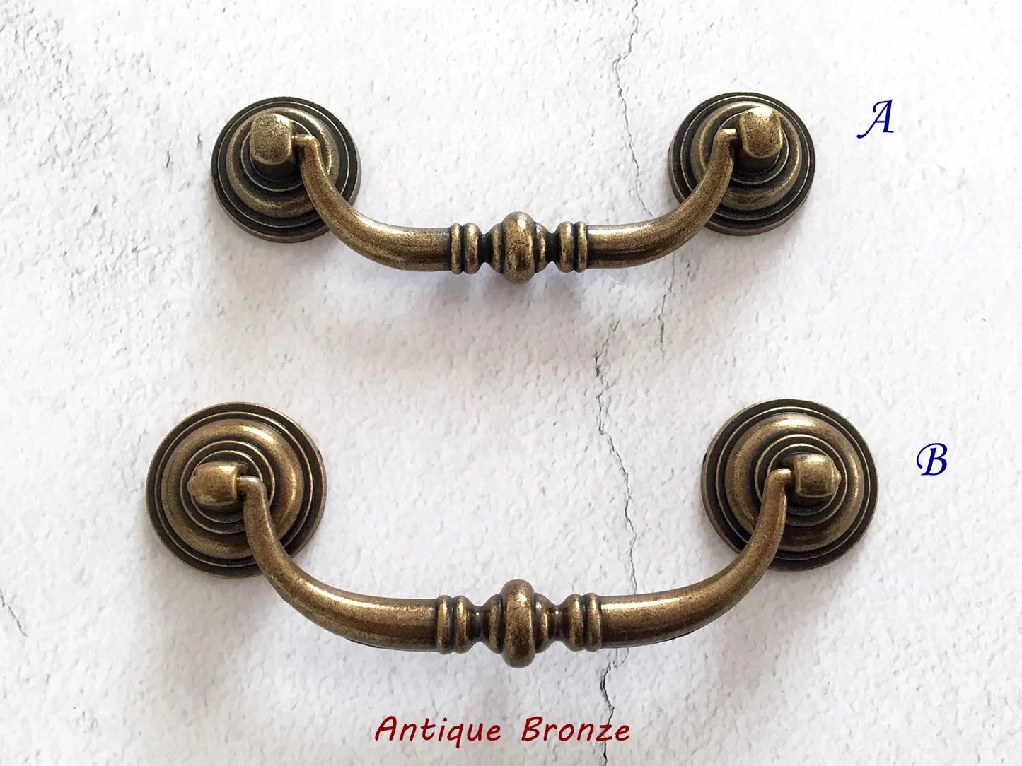 3,5" 4,25" Zentren Antik Silber Swing Bail Griff & Anhänger Drop Ring Pull