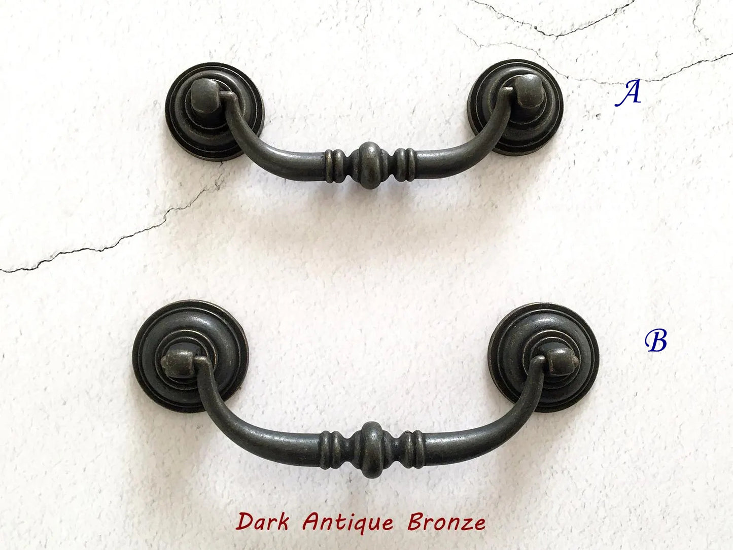 3,5" 4,25" Zentren Antik Silber Swing Bail Griff & Anhänger Drop Ring Pull
