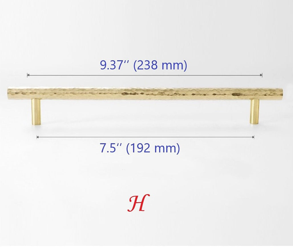 Hammered Gold Pulls Brass Cabinet Pulls T Bar Door Knob 96 128 160 192 mm