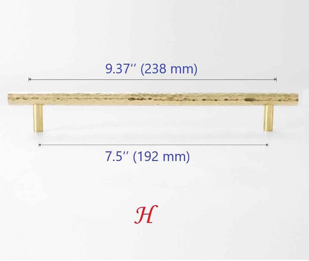 Hammered Gold Brass Cabinet T Bar Pulls & Disc Knobs - 2.5" to 7.5"