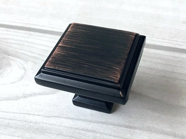 Square Cabinet Pull Handles, Dresser Drawer Knobs, Oil Rubbed Bronze, Retro Minimalist Kitchen Hardware