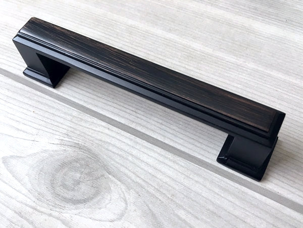 Square Cabinet Pull Handles, Dresser Drawer Knobs, Oil Rubbed Bronze, Retro Minimalist Kitchen Hardware
