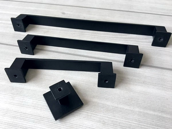 Square Cabinet Pull Handles, Dresser Drawer Knobs, Oil Rubbed Bronze, Retro Minimalist Kitchen Hardware