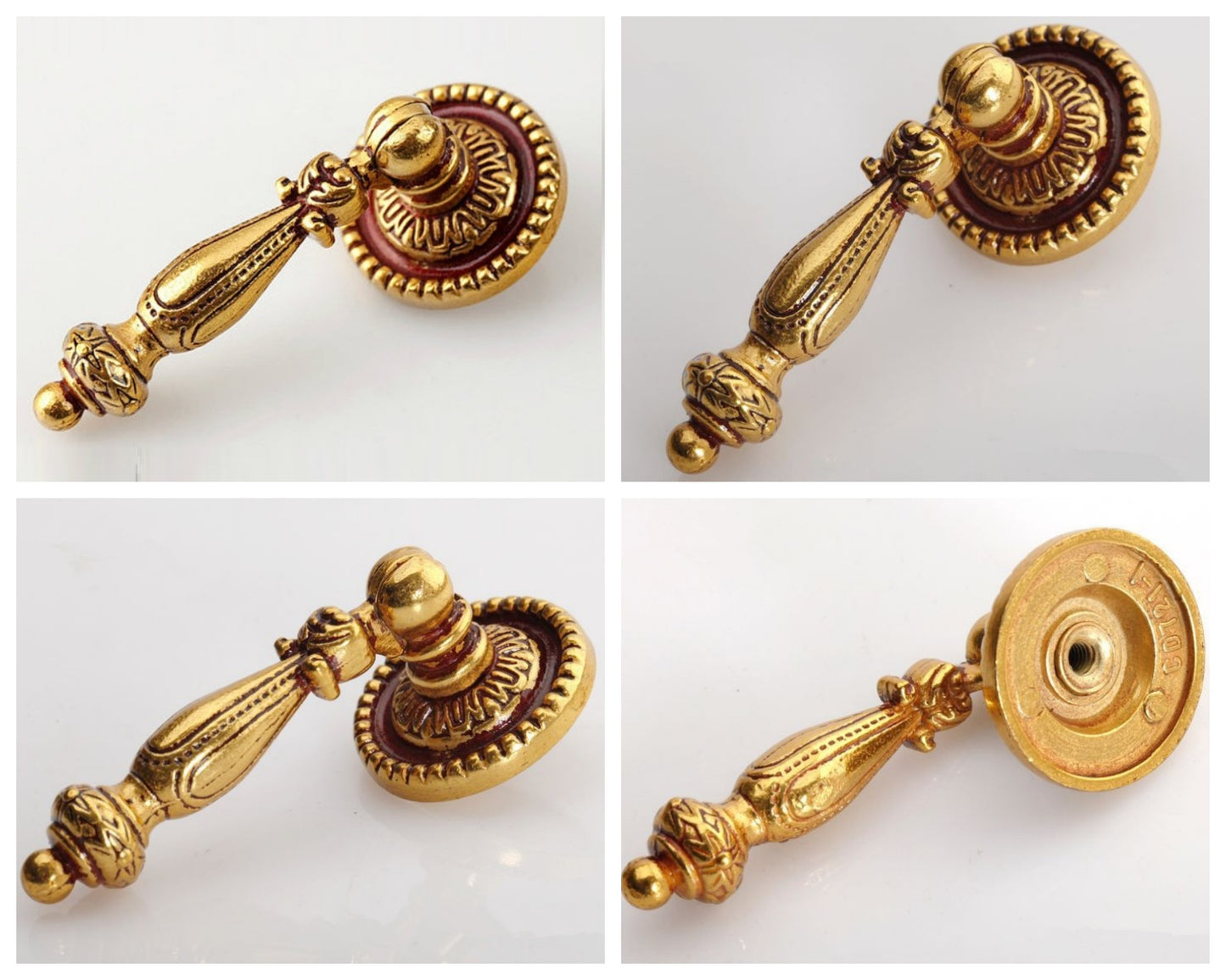 2.5" 3.75" Antique Gold Brass Cabinet Pulls, French Provincial Vintage, 64 96 mm Centers