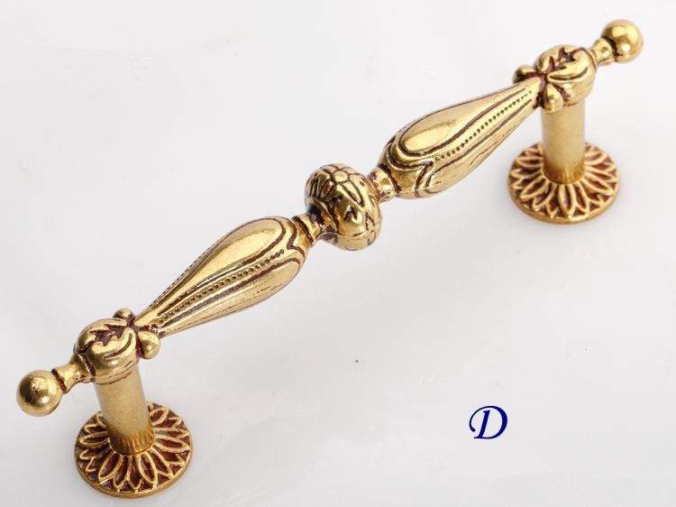 2.5" 3.75" Antique Gold Brass Cabinet Pulls, French Provincial Vintage, 64 96 mm Centers