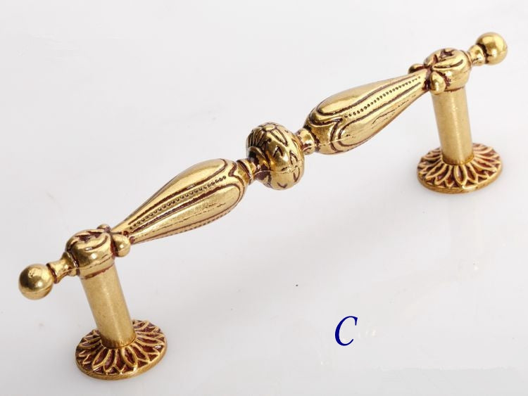 2.5" 3.75" Antique Gold Brass Cabinet Pulls, French Provincial Vintage, 64 96 mm Centers