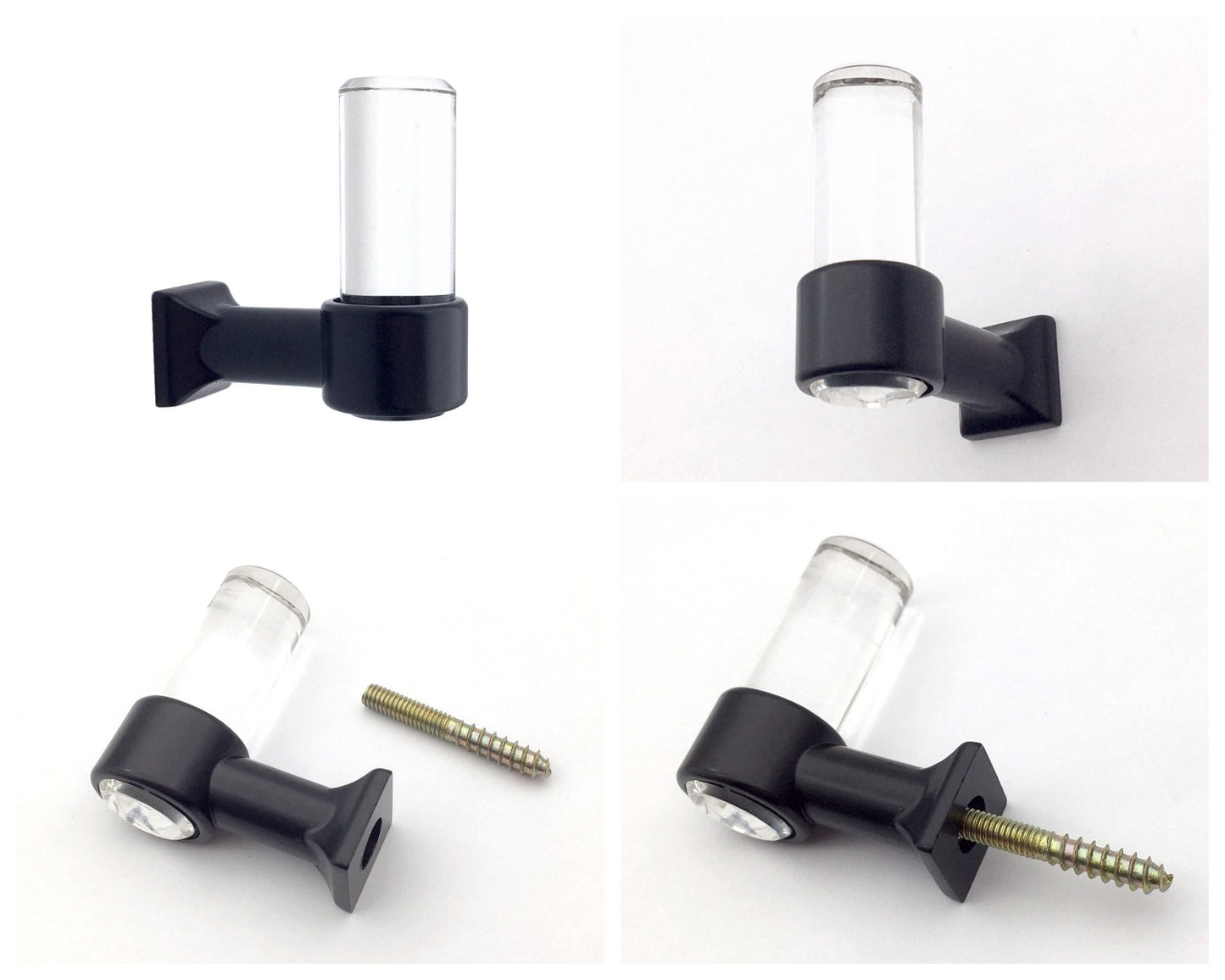 Acrylic & Matte Black Drawer Pulls - 2" to 18" Centers