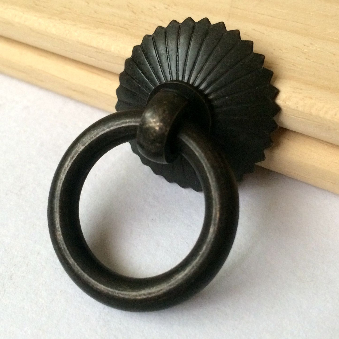 Small Ring Drop Drawer Pulls, Unlacquered Brass, Antique Black, Antique Bronze