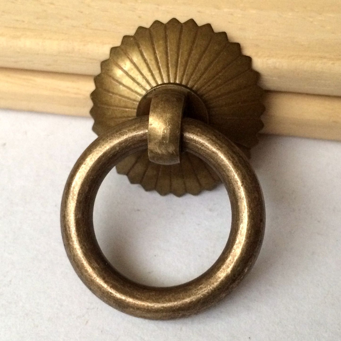 Small Ring Drop Drawer Pulls, Unlacquered Brass, Antique Black, Antique Bronze