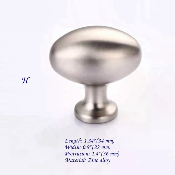 Nickel Cabinet Knobs, Egg Drawer Pulls, Modern Kitchen Hardware