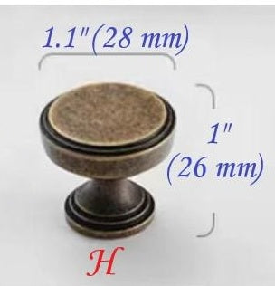 Classic Antique Bronze Cabinet Knob, Solid Brass, Retro Vintage Victorian Rustic Kitchen Hardware