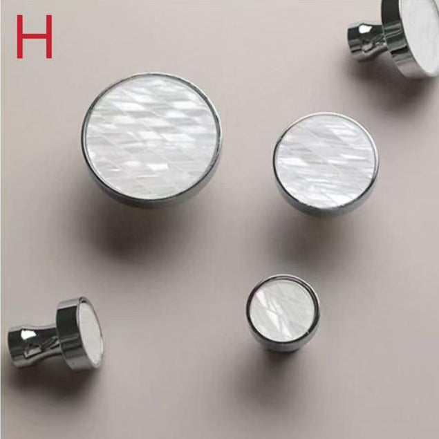 Nordic Mother of Pearl Brass Cabinet Knob, Chrome Shell Drawer Pull, Decorative Kitchen Hardware