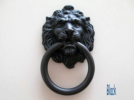 Lion Knob, Door Knocker, Lion Head Drop Ring Drawer Pull, Gold, Black, Bronze, Pewter, Silver