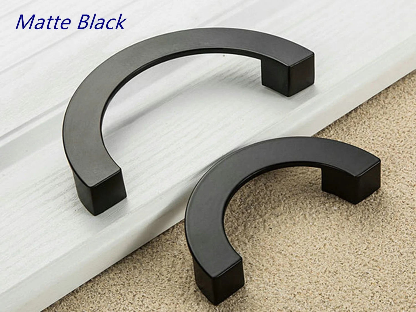 Half Circle Cabinet Handles, MCM Drawer Pulls 3.75" 5" Centers, Gold Nickel Black Bronze