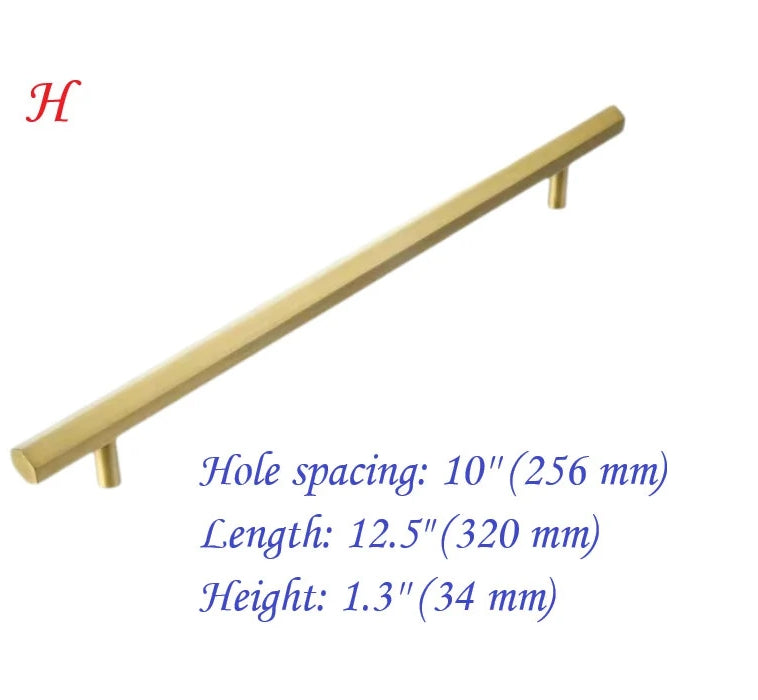 Solid Brass Hexagonal Cabinet Bar Handles, Geometric Kitchen Hardware