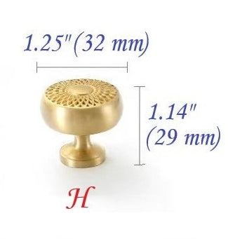 Brass Flower Patterned Knobs, Floral Drawer Pulls, Brushed Gold, Kitchen Cabinet Hardware