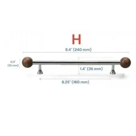 Walnut & Brass Chrome Cabinet Drawer Pull, Modern Japandi Kitchen Hardware