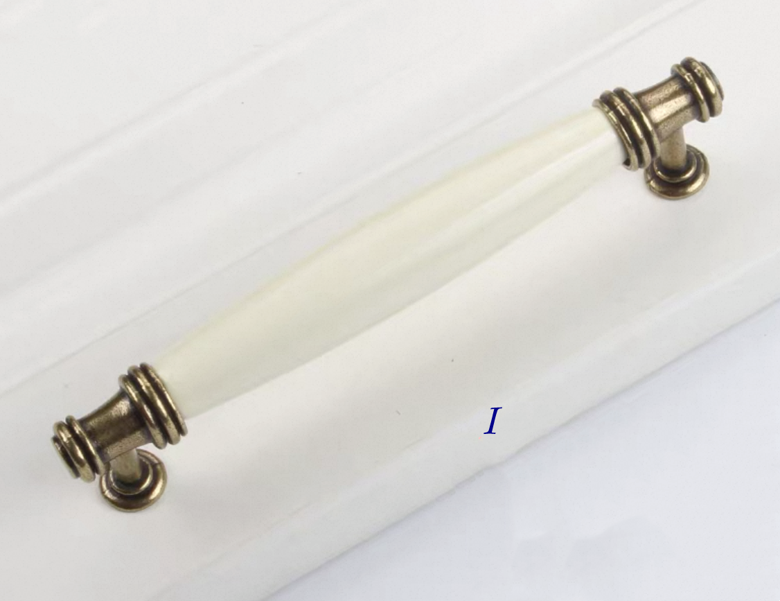 Cream Porcelain Cabinet Pulls Drawer Handles Antique Bronze