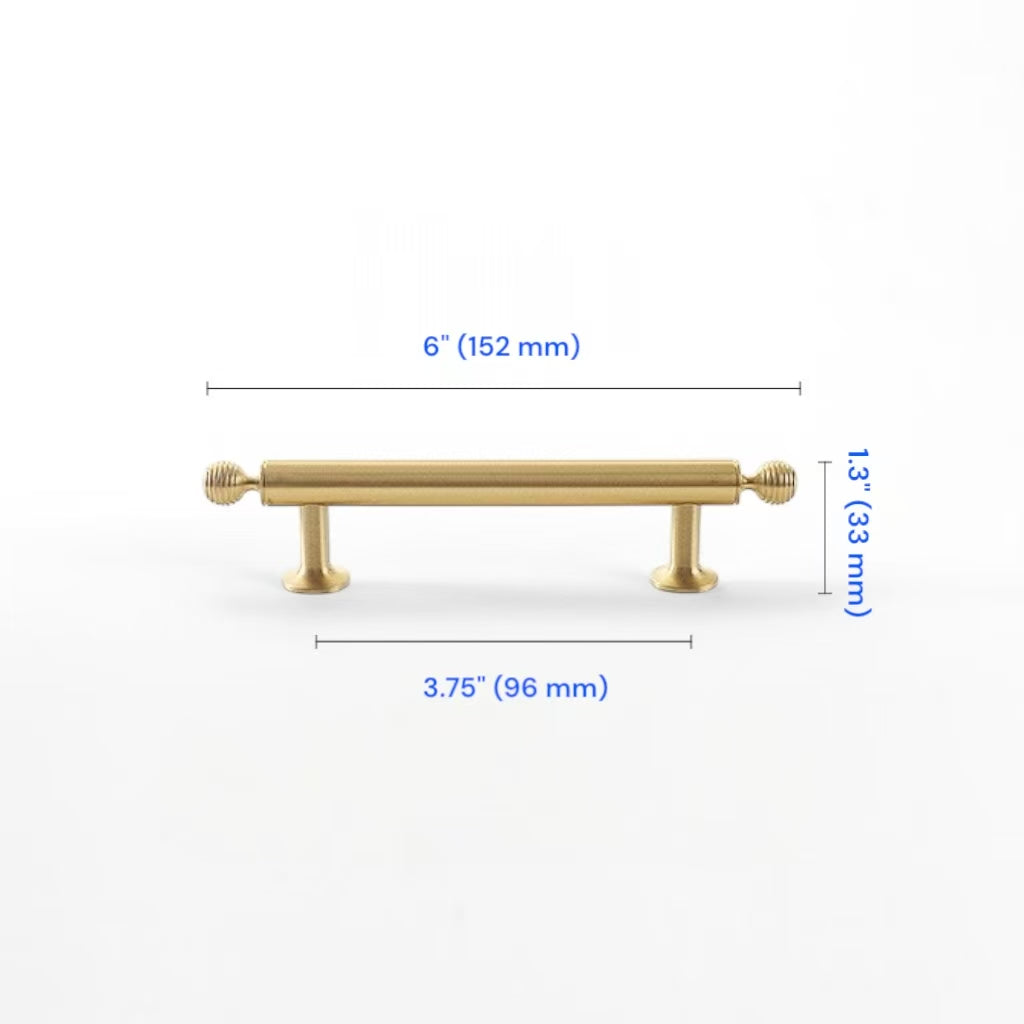 Brushed Brass Cabinet Bar Pull 96 128 160 224 mm | Beehive Dresser Knob | Pendant Teardrop Pull