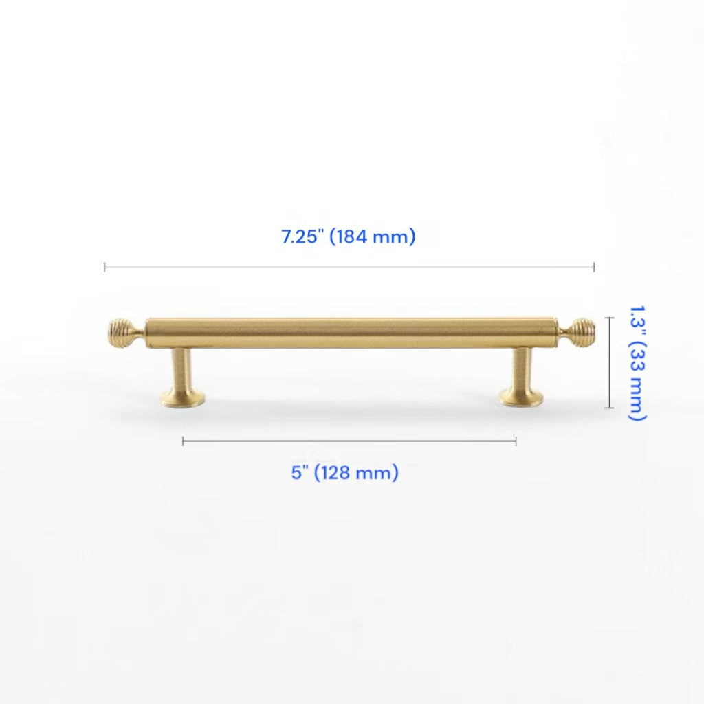 Brushed Brass Cabinet Bar Pull 96 128 160 224 mm | Beehive Dresser Knob | Pendant Teardrop Pull