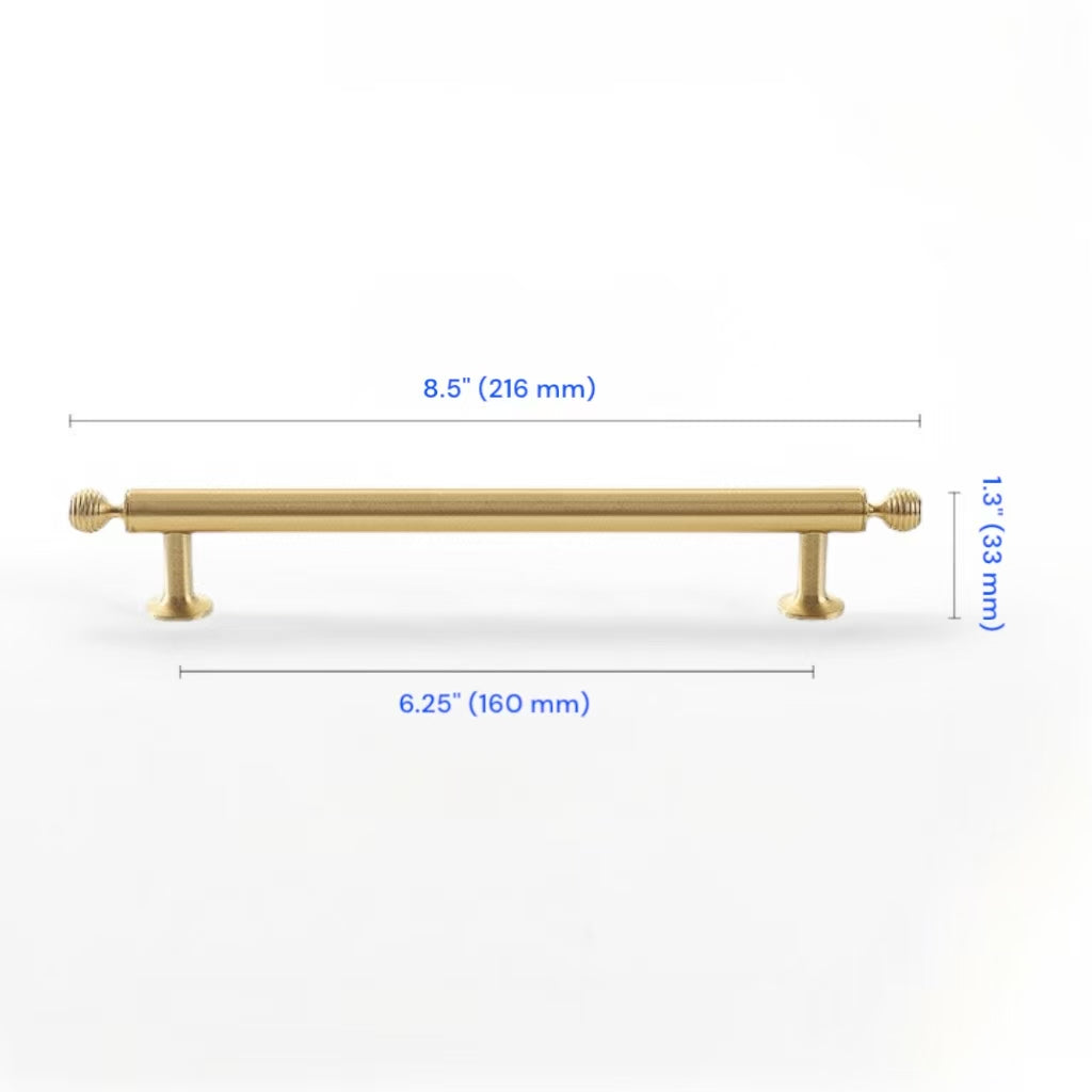 Brushed Brass Cabinet Bar Pull 96 128 160 224 mm | Beehive Dresser Knob | Pendant Teardrop Pull
