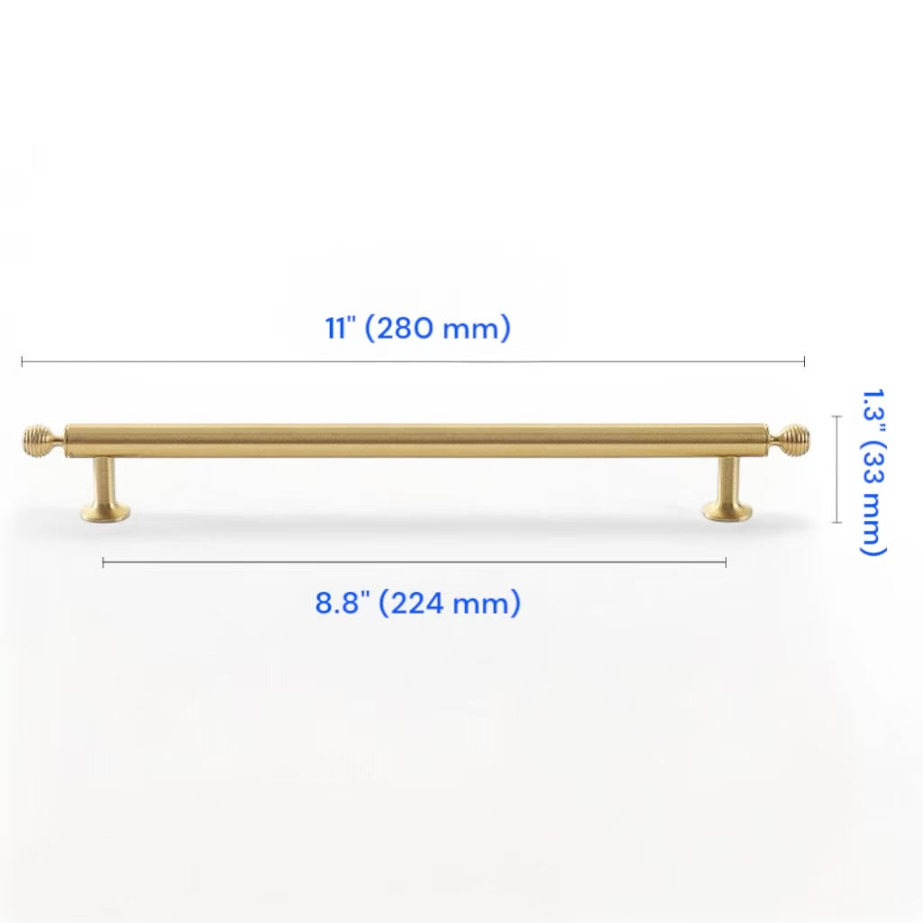 Brushed Brass Cabinet Bar Pull 96 128 160 224 mm | Beehive Dresser Knob | Pendant Teardrop Pull