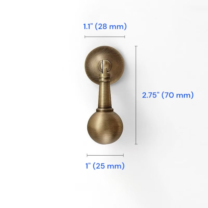 Antique Bronze Cabinet Bar Pull 96 128 160 224 mm|Brass Drawer Ball Knob for Retro Decor