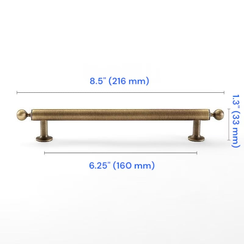 Antique Bronze Cabinet Bar Pull 96 128 160 224 mm|Brass Drawer Ball Knob for Retro Decor