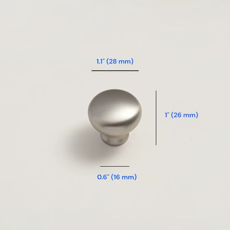 Brushed Nickel Cabinet D Handle | Round Knob | Gingko Drop Pull