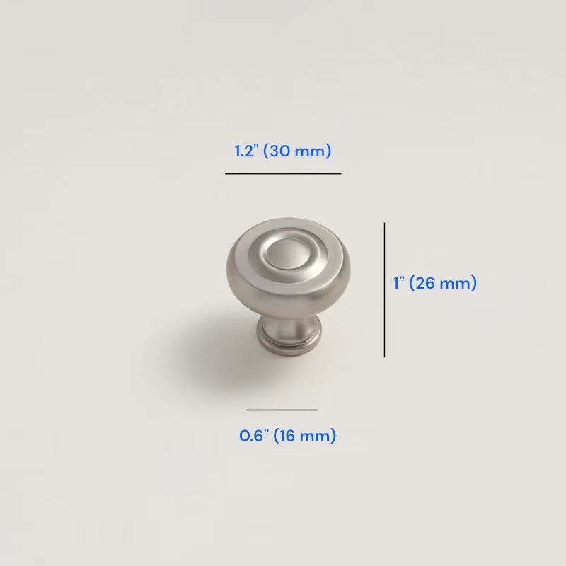 Brushed Nickel Cabinet D Handle | Round Knob | Gingko Drop Pull