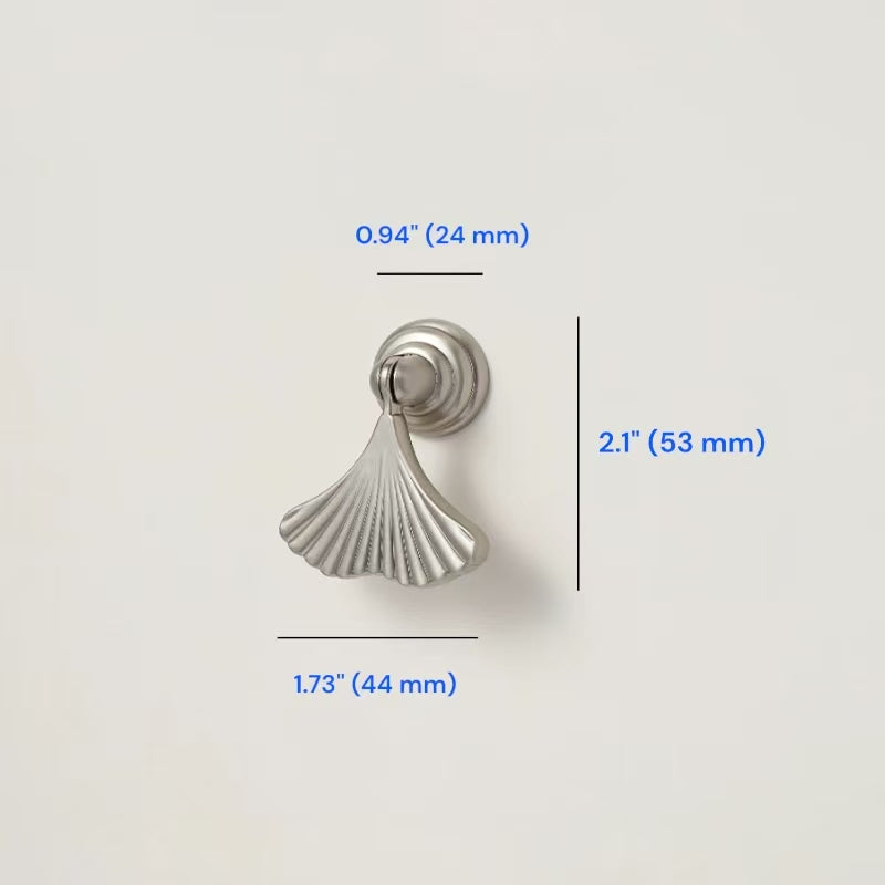 Brushed Nickel Cabinet D Handle | Round Knob | Gingko Drop Pull