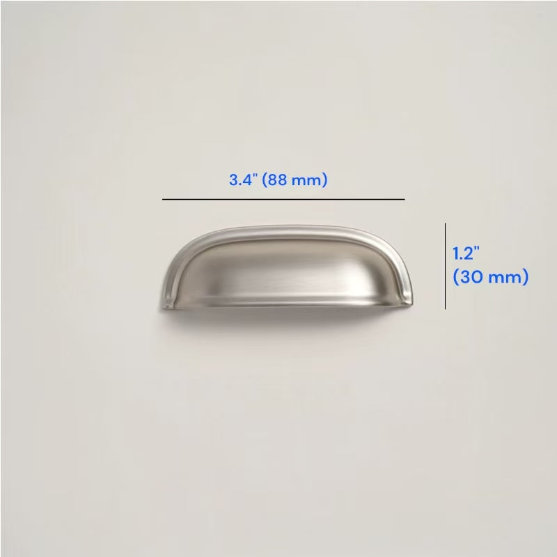Brushed Nickel Cabinet D Handle | Round Knob | Gingko Drop Pull