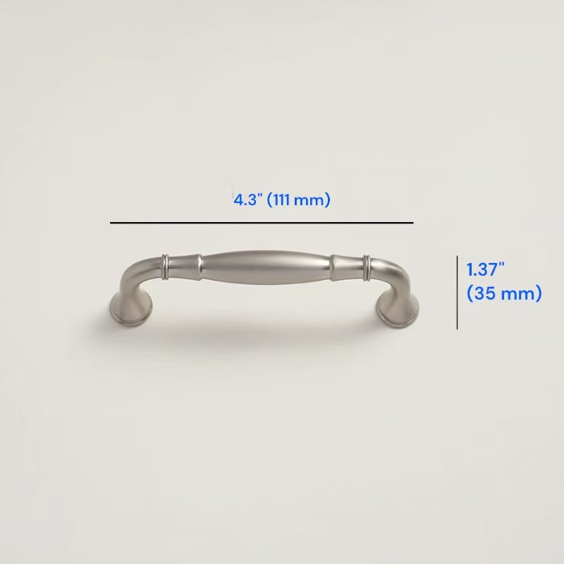Brushed Nickel Cabinet D Handle | Round Knob | Gingko Drop Pull