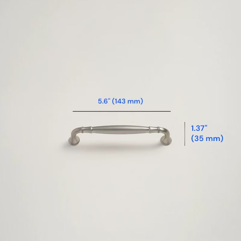 Brushed Nickel Cabinet D Handle | Round Knob | Gingko Drop Pull