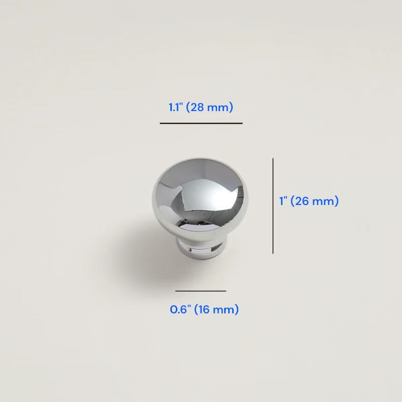 Polished Chrome Cabinet D Handle|Round Knob | Gingko Drop Pull