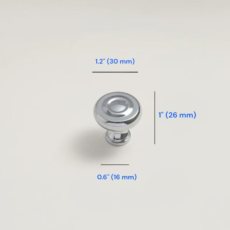 Polished Chrome Cabinet D Handle|Round Knob | Gingko Drop Pull