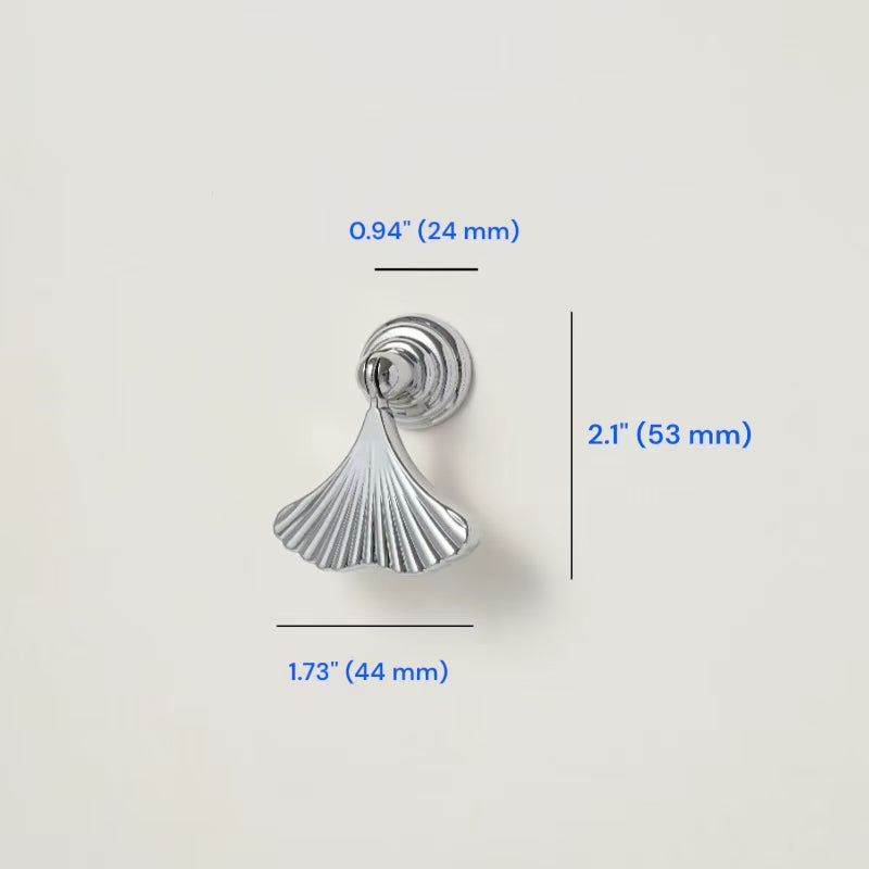 Polished Chrome Cabinet D Handle|Round Knob | Gingko Drop Pull