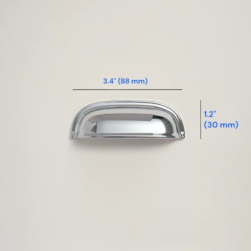 Polished Chrome Cabinet D Handle|Round Knob | Gingko Drop Pull