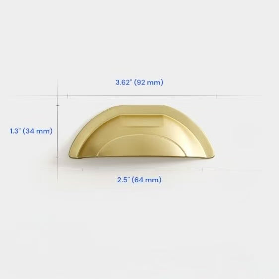2.5" 3.75" Centers Cup Drawer Pulls in Brushed Gold, Nickel, Polished Chrome, Antique Bronze, 64 96 mm